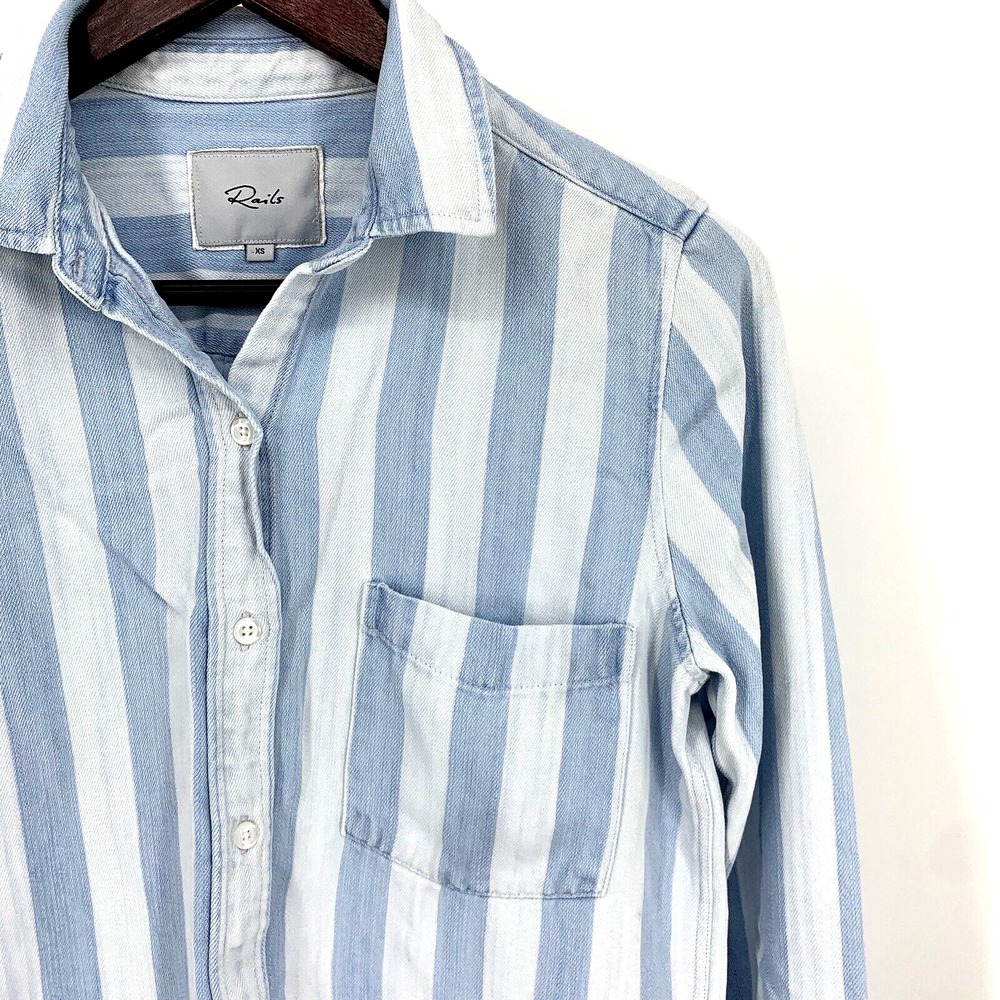 Rails Bishop Striped Button-front Cutoff Top Bar Harbor Tencel Sz‎ XS - Picture 4 of 10